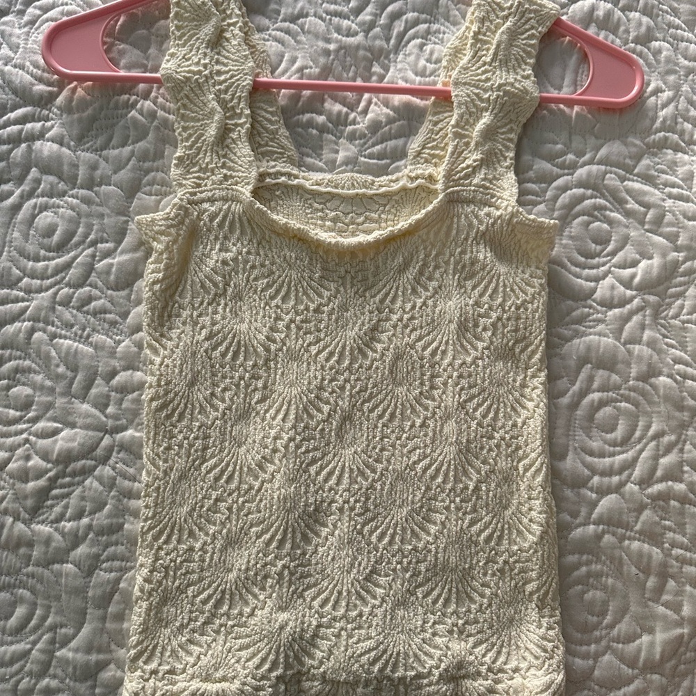 Free People Cream Textured Women's Top